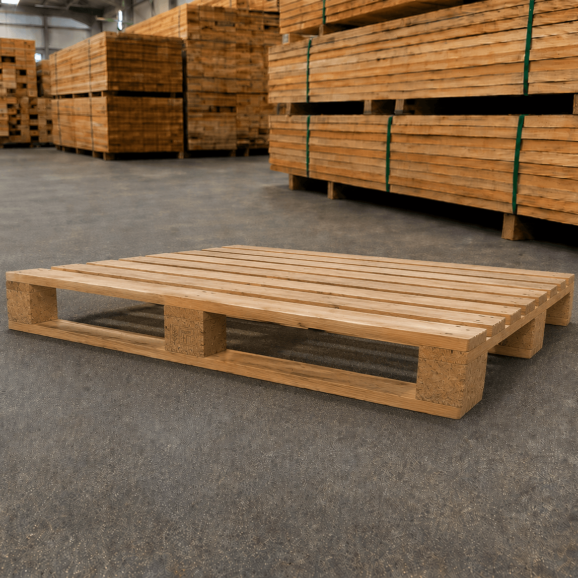 Recycled Timber Export Pallet 1200 x 1000mm - Block Style